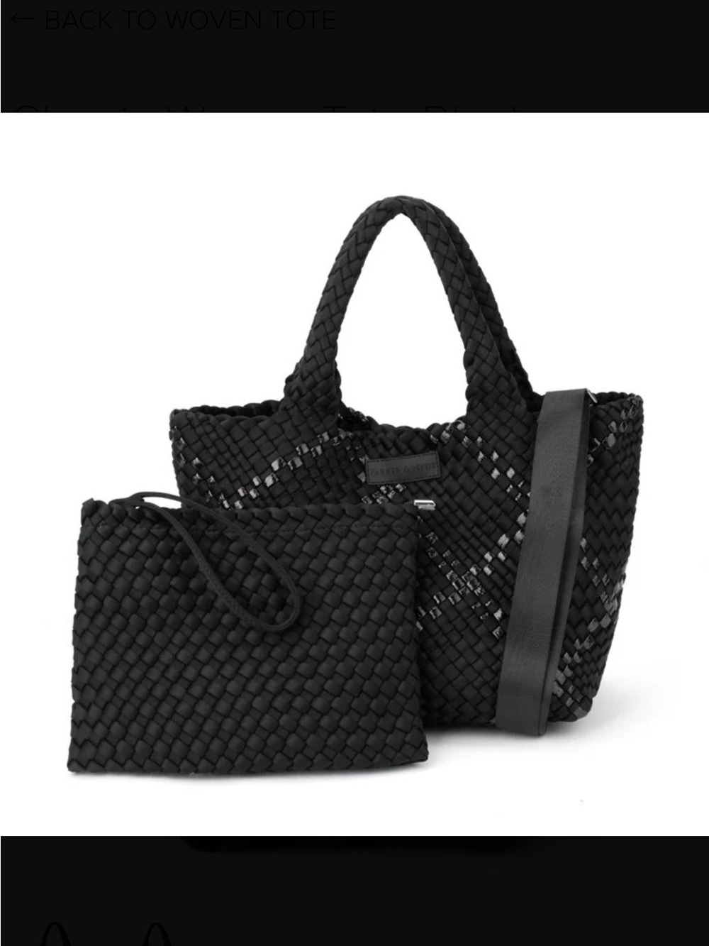 PARKER & HYDE Woven Braided-Handle Black Tote Bag NWT